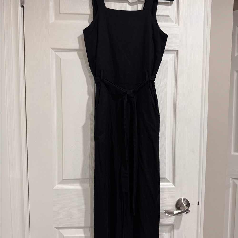 Monteau Black Sheath Jumpsuit Square Neck